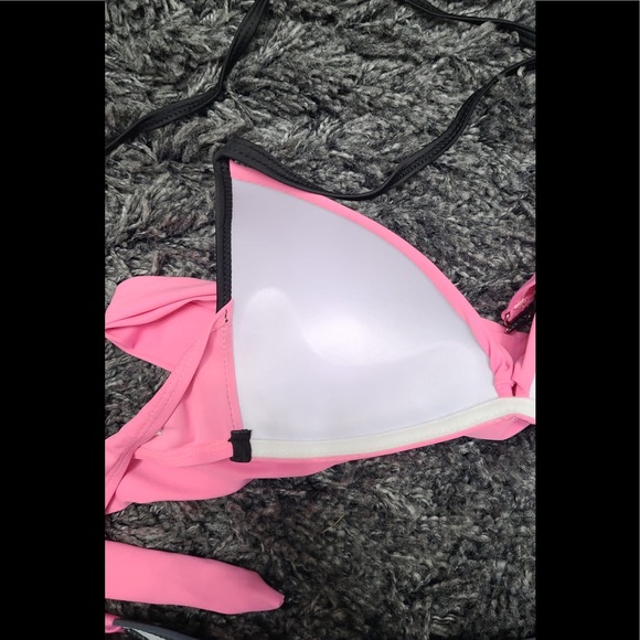 New pink set women push up swim wear cross bandage halter ..please check actual - Picture 3 of 5